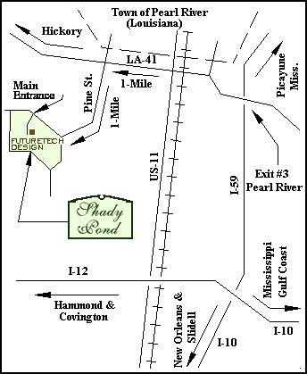 Map to Futuretech Design at Shady Pond Plantation